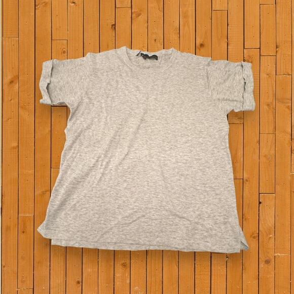 360 Sweater NWT 100% Cotton Grey Cuffed Short Sleeve Tee Shirt Size L - Picture 1 of 8